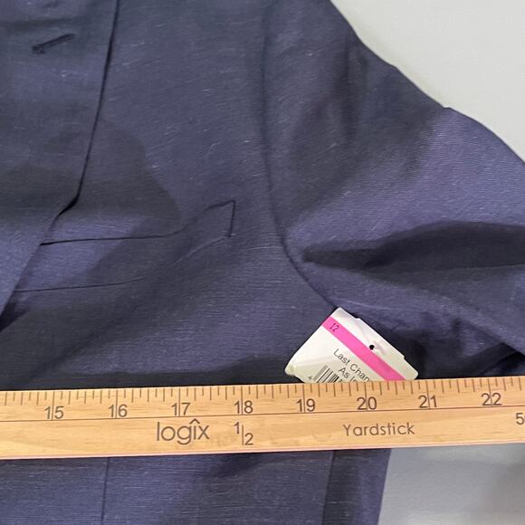 The Savile Row Mens Blazer Jacket 40L Blue‎ Brit Skinny Linen Blend 2 Button - Picture 9 of 12